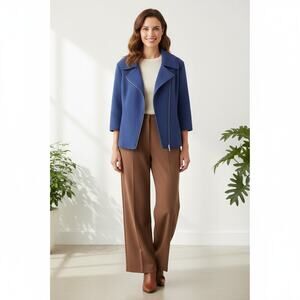 Alpaca Wool Beyond Threads sweater Jacket Size L navy Blue quilted design peru